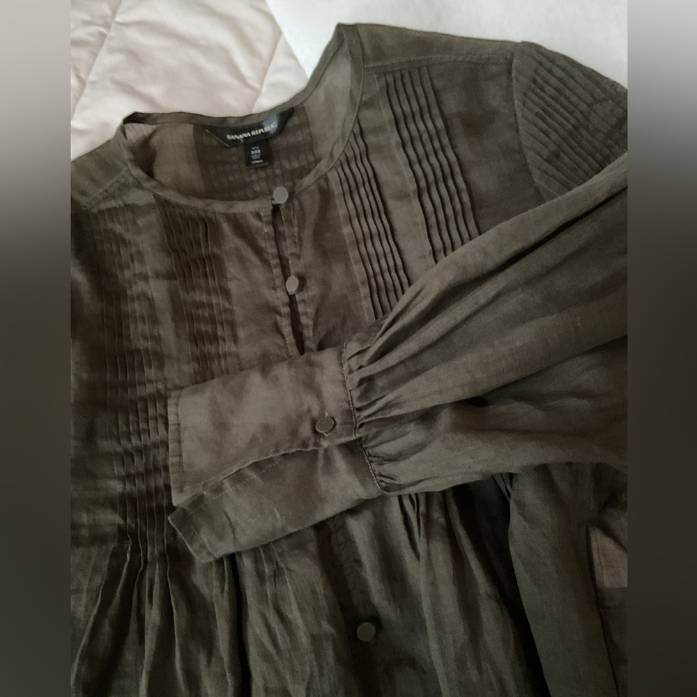 Banana Republic PETITE RAMIE PINTUCK BLOUSE, XXS, New - Picture 9 of 11
